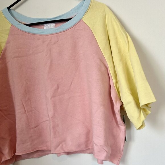NWT Abound by Nordstrom Colorblock Retro Cropped Short Sleeve Sweater - 2X - Picture 4 of 5